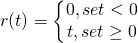 \[r(t) = \left\{\begin{matrix} 0,  se t<0\\ t, se t \geq 0 \end{matrix}\right\]