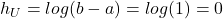 Rendered by QuickLaTeX.com h_U=log(b-a) = log(1) =  0