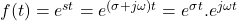 Rendered by QuickLaTeX.com f(t) = e^{st}= e^{(\sigma+j\omega)t}= e^{\sigma t} . e^{j\omega t}