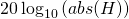 20\log_{10}\left(abs(H)\right)